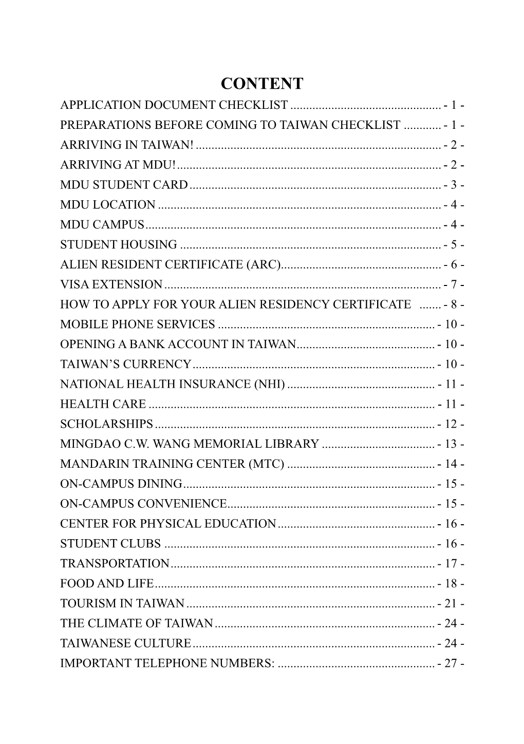 Content Application Document Checklist