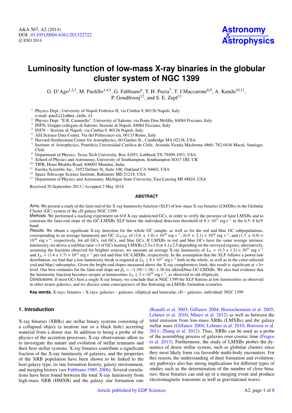 Luminosity Function of Low-Mass X-Ray Binaries in the Globular Cluster System of NGC 1399