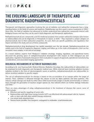 The Evolving Landscape of Therapeutic and Diagnostic Radiopharmaceuticals