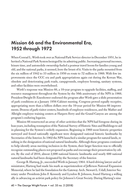 Mission 66 and the Environmental Era, 1952 Through 1972