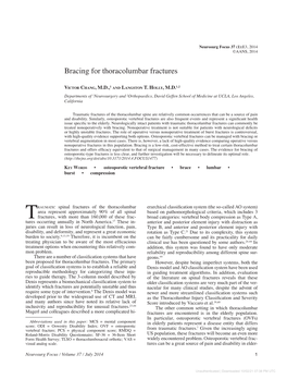 Bracing for Thoracolumbar Fractures