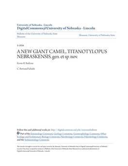 A NEW GIANT CAMEL, TITANOTYLOPUS NEBRASKENSIS, Gen