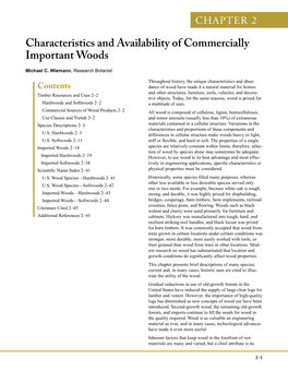 Characteristics and Availability of Commercially Important Woods Michael C