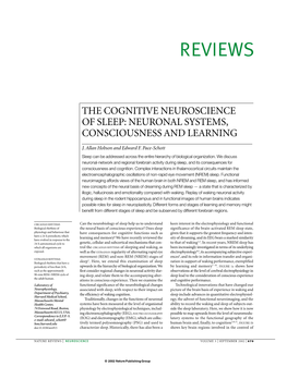 The Cognitive Neuroscience of Sleep: Neuronal Systems, Consciousness and Learning