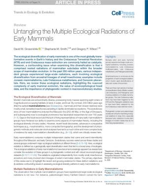 Untangling the Multiple Ecological Radiations of Early Mammals