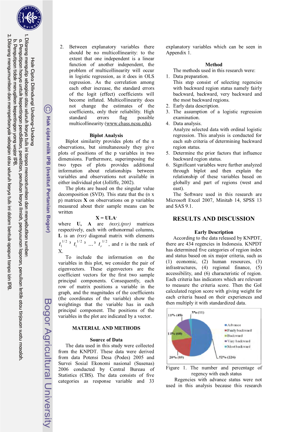 Ordinal Logistic Regression Model and Biplot Analysis to Determine