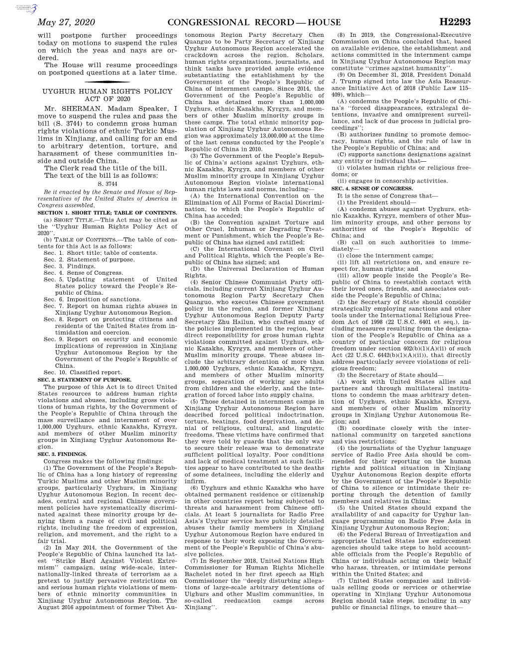 Congressional Record—House H2293