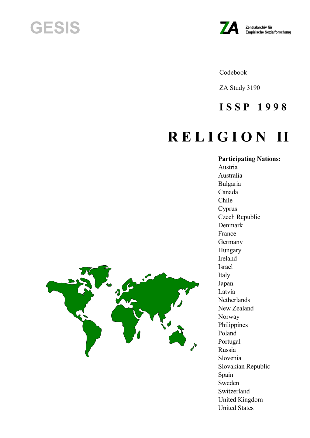 ISSP 1998 Religion II ZA No
