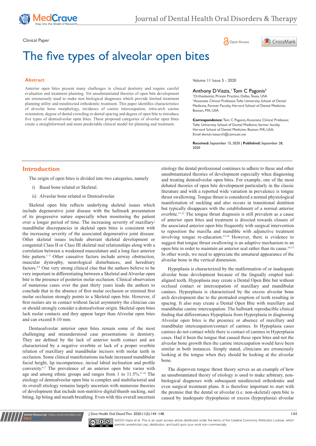 The Five Types of Alveolar Open Bites