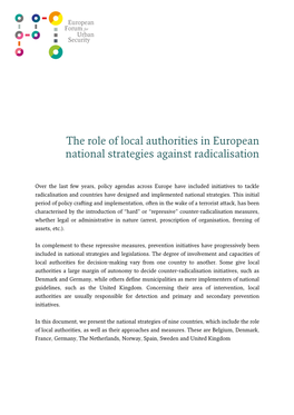 The Role of Local Authorities in National Strategies