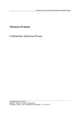 Callimachus' Epinician Poems