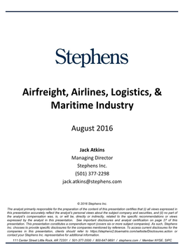 Airfreight, Airlines, Logistics, & Maritime Industry