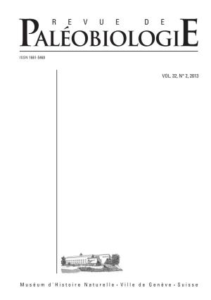 VOL. 32, N° 2, 2013 Revue De Paléobiologie, Genève (Décembre 2013) 32 (2): 433-446 ISSN 0253-6730