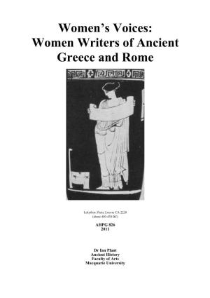 Women's Voices: Women Writers of Ancient