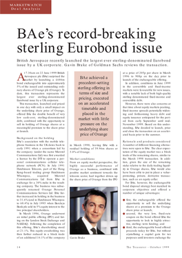 Bae's Record-Breaking Sterling Eurobond Issue
