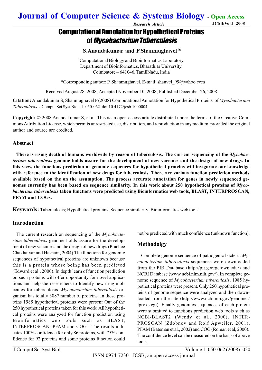 Computational Annotation for Hypothetical Proteins