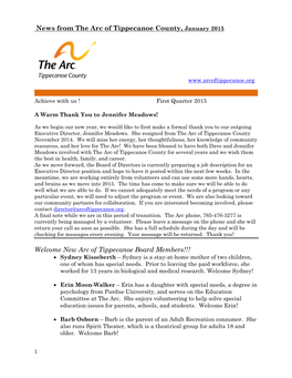 First Quarter 2015 Newsletter