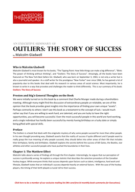 OUTLIERS: the STORY of SUCCESS by Malcolm Gladwell