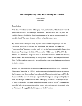 The Mahogany Ship Story: Re-Examining the Evidence