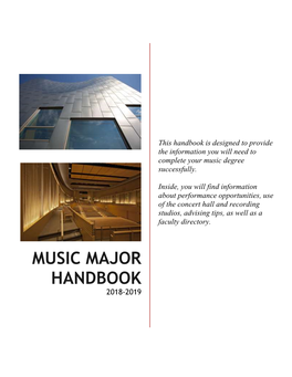 Music Major Handbook 2018-2019