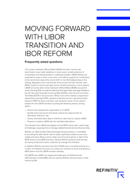 MOVING FORWARD with LIBOR TRANSITION and IBOR REFORM Frequently Asked Questions