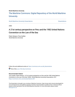 A 21St Century Perspective on Peru and the 1982 United Nations Convention on the Law of the Sea