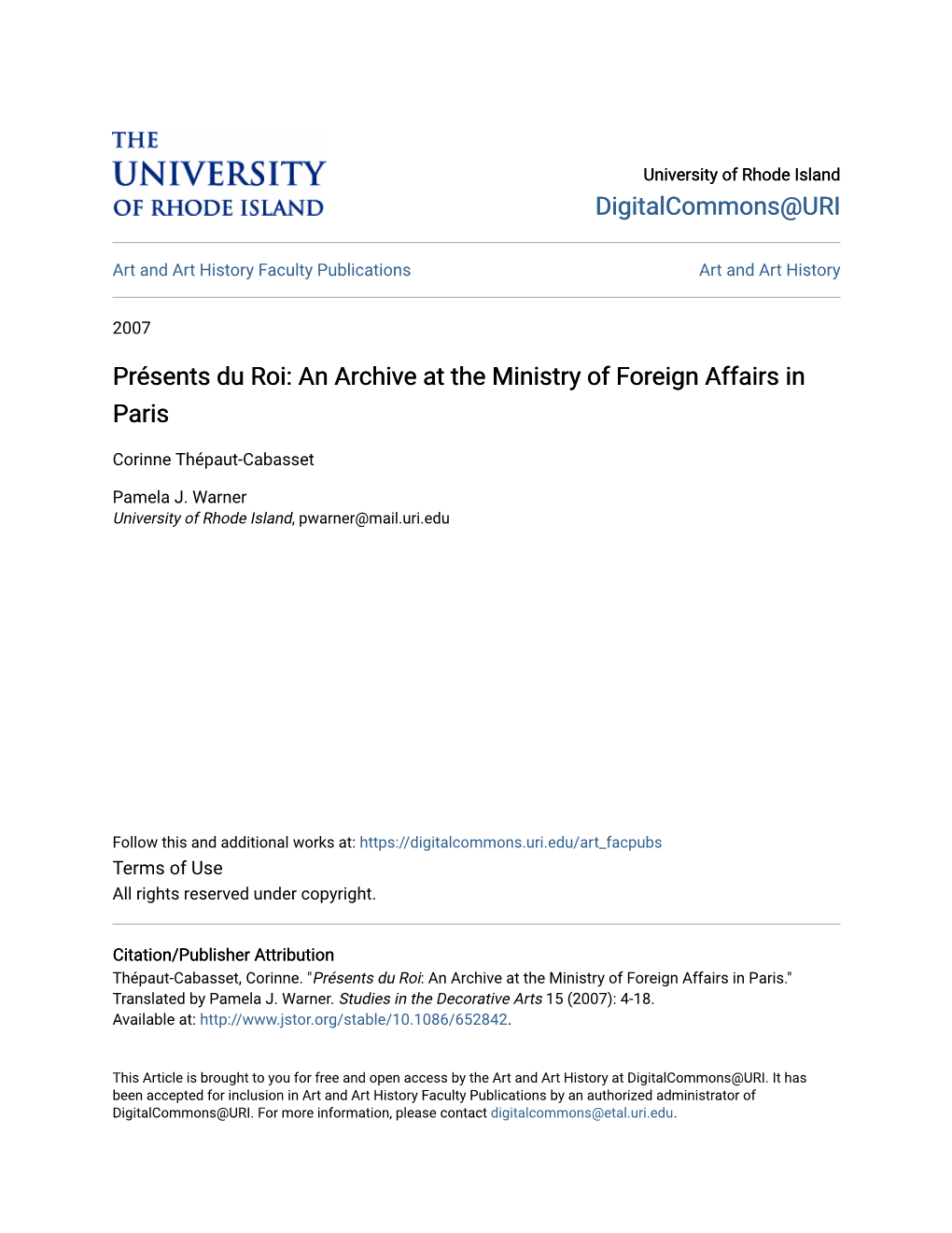 An Archive at the Ministry of Foreign Affairs in Paris