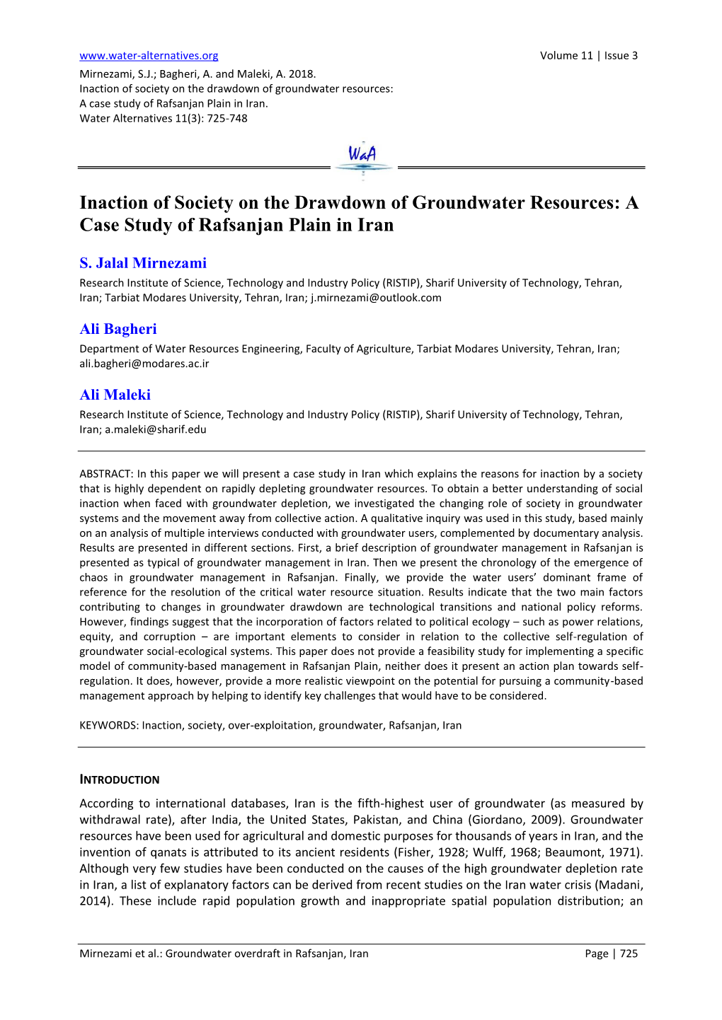 Case Study of Rafsanjan in Iran