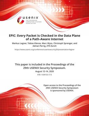 EPIC: Every Packet Is Checked in the Data Plane of a Path-Aware Internet