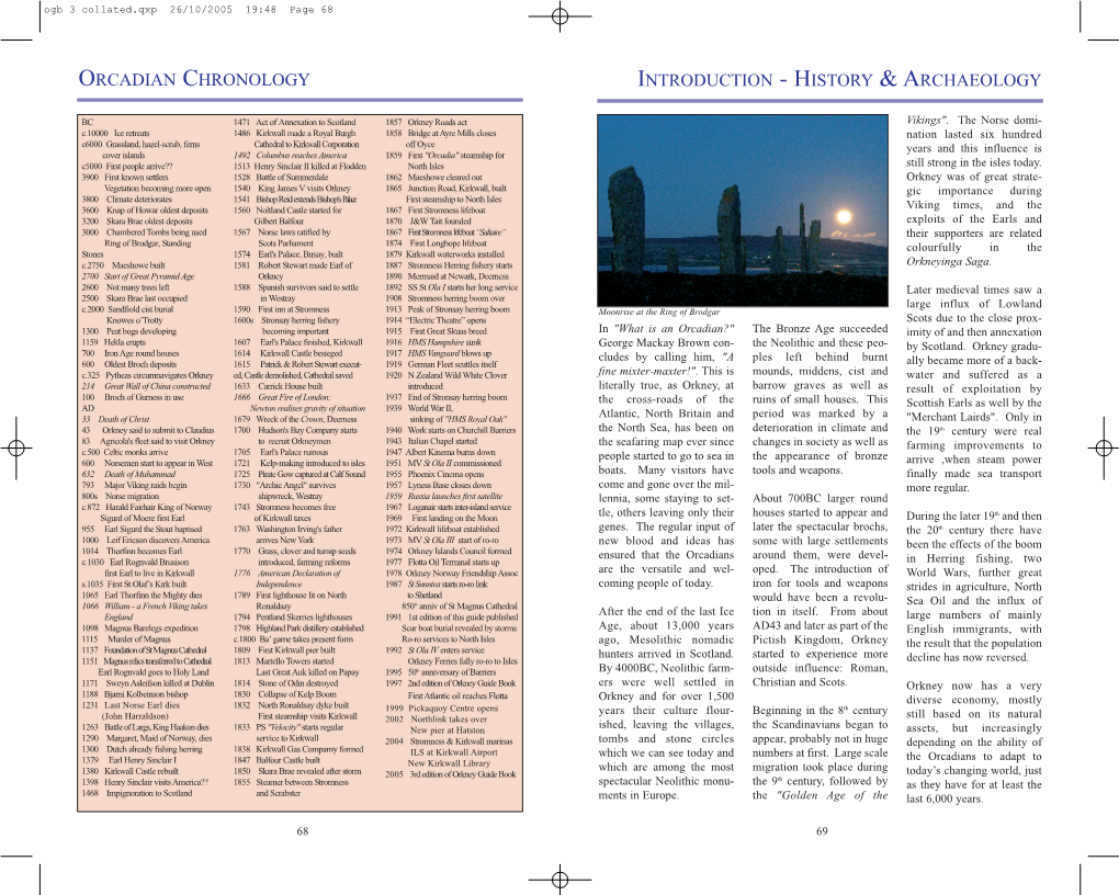 History & Archaeology Orcadian Chronology