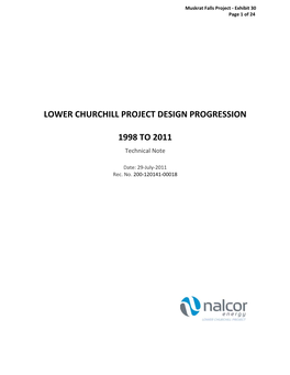 Exhibit 30: Lower Churchill Project Design Progression 1998-2011