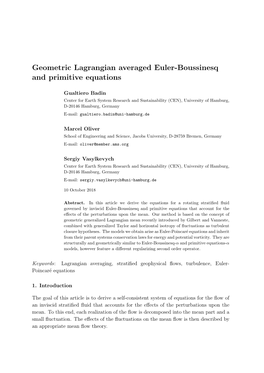 Geometric Lagrangian Averaged Euler-Boussinesq and Primitive Equations