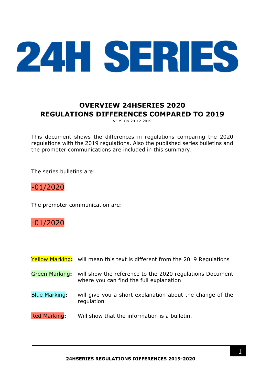 Overview 24Hseries 2020 Regulations Differences Compared to 2019 Version 20-12-2019