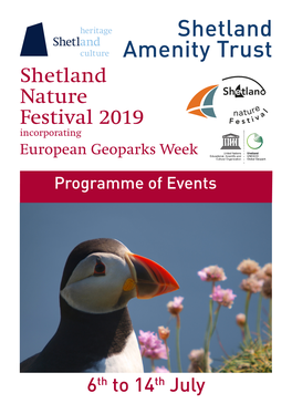 Shetland Amenity Trust Shetland Nature Festival 2019 Incorporating European Geoparks Week