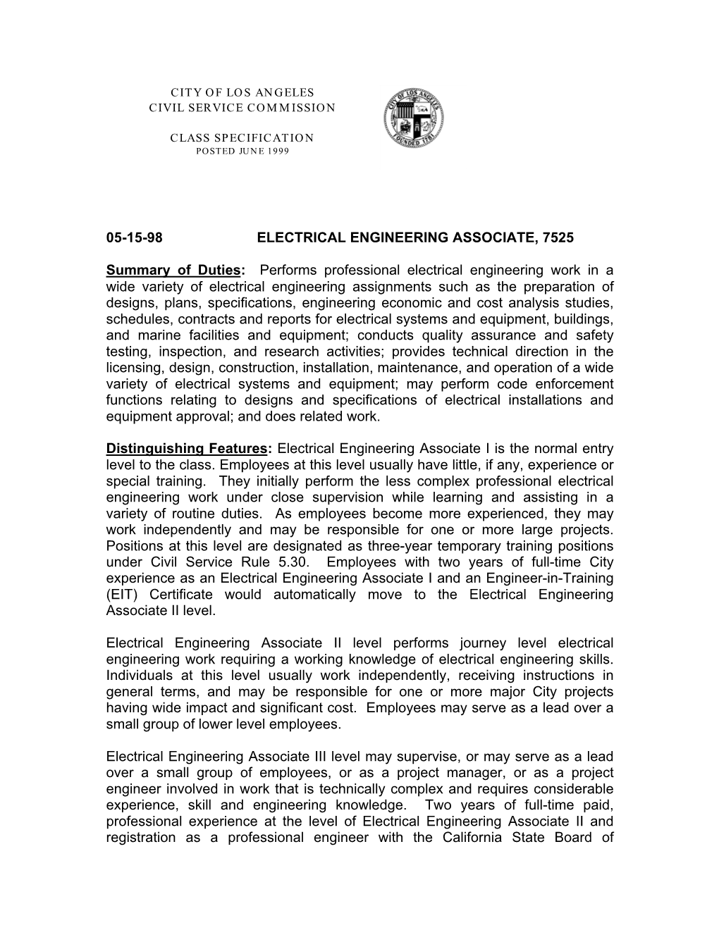 Electrical Engineering Associate (7525)