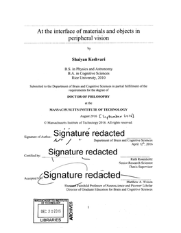 Signature Redacted __ T/V ~Department of Brain and Cognitive Sciences April 1 2Th1 2016