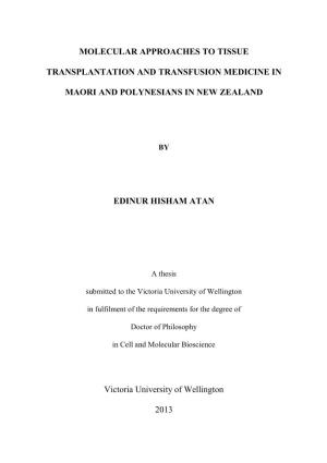 Molecular Approaches to Tissue Transplantation and Transfusion Medicine in Maori and Polynesians in New Zealand