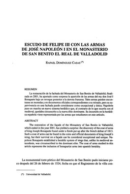 Escudo De Felipe Iii Con Las Armas De José Napoleón I En El Monasterio De San Benito El Real De Valladolid