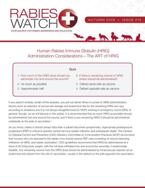Human Rabies Immune Globulin (HRIG) Administration Considerations—The ART of HRIG