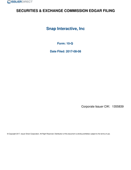Snap Interactive, Inc