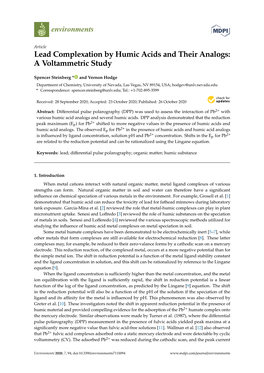 Lead Complexation by Humic Acids and Their Analogs: a Voltammetric Study