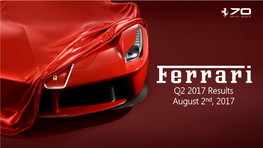 Q2 2017 Results August 2Nd, 2017