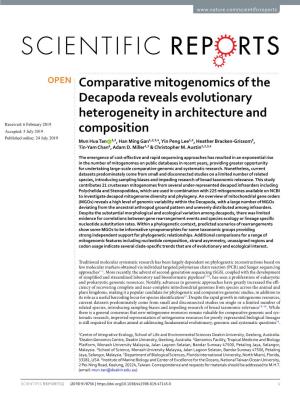 Comparative Mitogenomics of the Decapoda Reveals Evolutionary