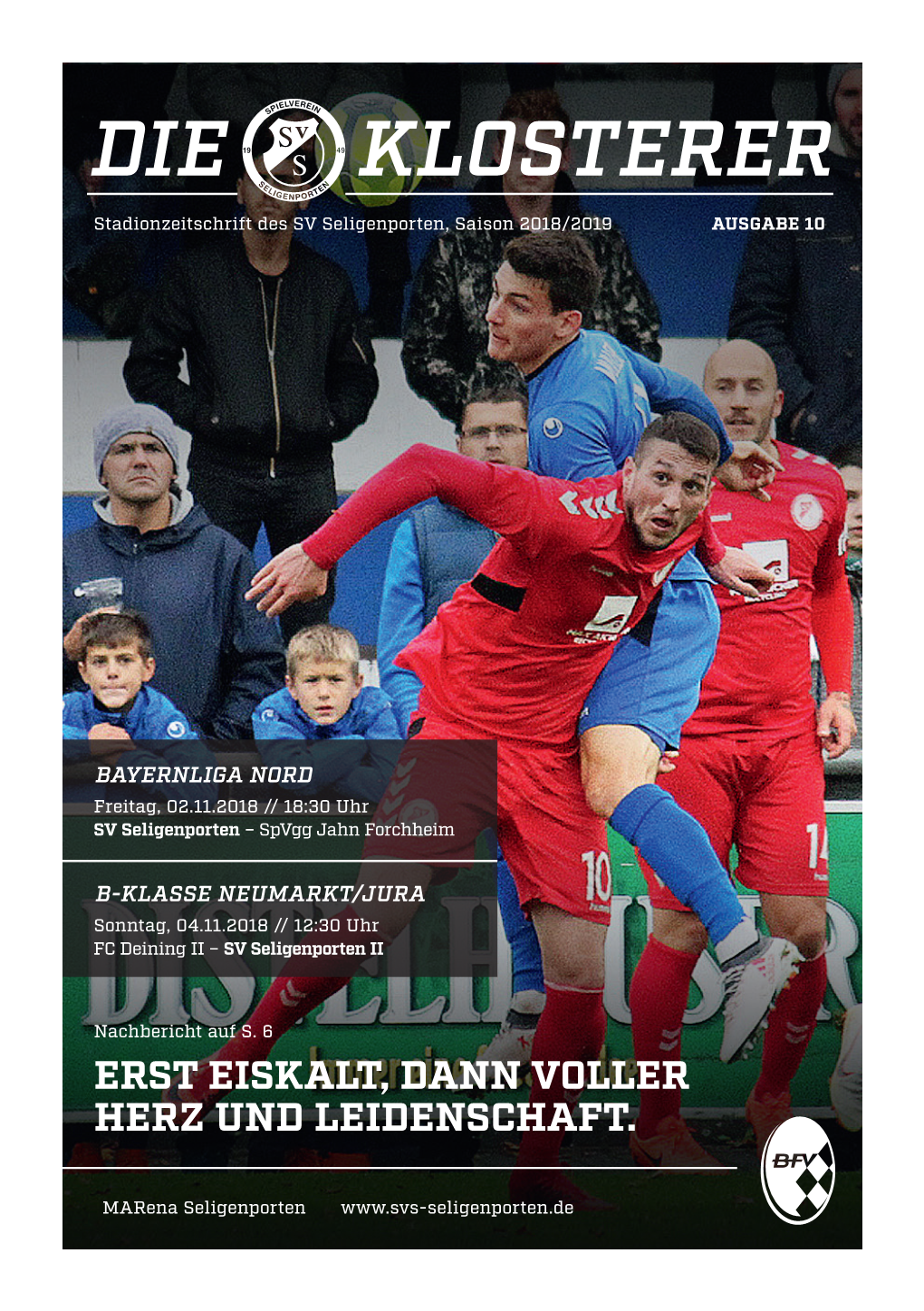 DIE KLOSTERER Stadionzeitschrift Des SV Seligenporten, Saison 2018/2019 AUSGABE 10