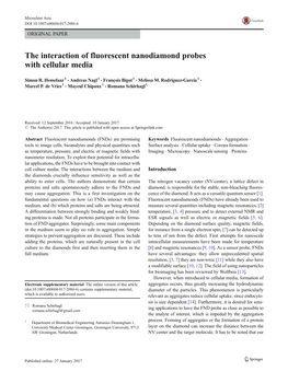 The Interaction of Fluorescent Nanodiamond Probes with Cellular Media