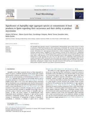 Food Microbiology Significance of Aspergillus Niger Aggregate