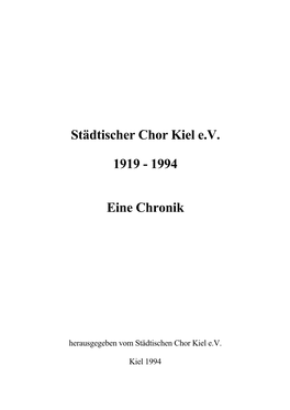 Städtischer Chor Kiel E. V. 1919
