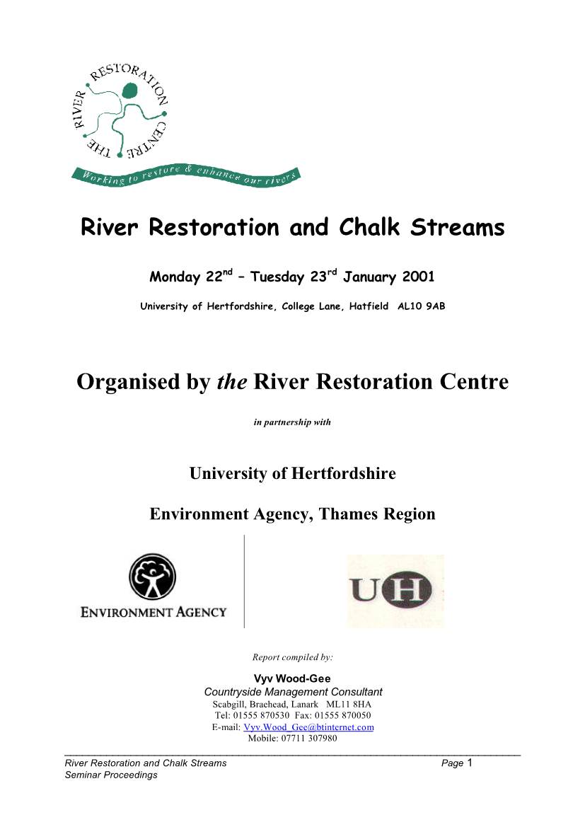 River Restoration and Chalk Streams