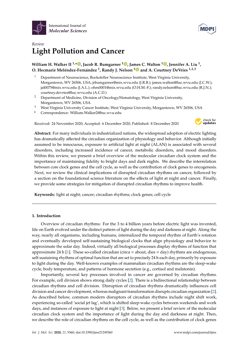 Light Pollution and Cancer