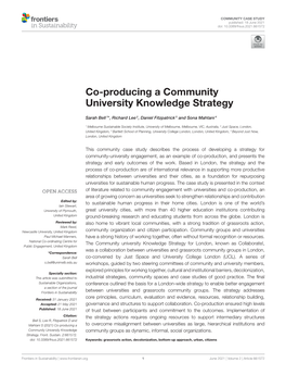 Co-Producing a Community University Knowledge Strategy